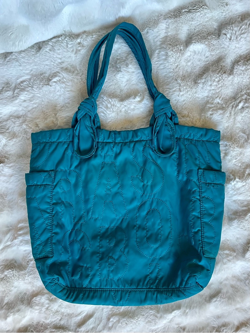 Marc by Marc Jacobs Teal Pretty Nylon Tate Tote - Quilted Logo Bag - Picture 3 of 9